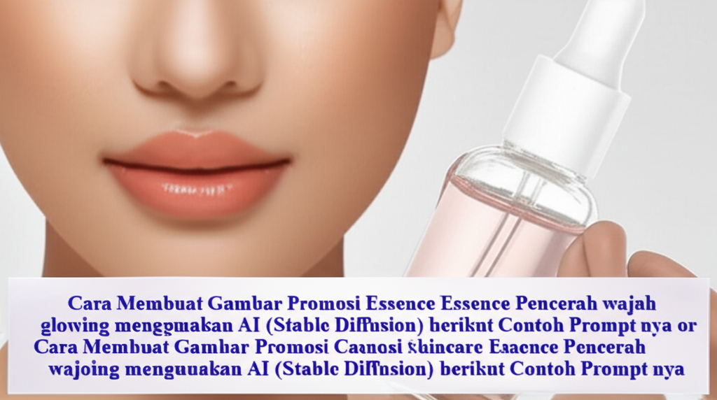 Cara Membuat Gambar Promosi skincare Essence Pencerah wajah glowing menggunakan AI (Stable Diffusion) berikut Contoh Prompt nya