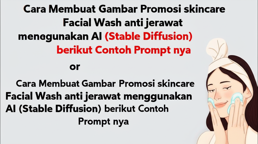 Cara Membuat Gambar Promosi skincare Facial Wash anti jerawat menggunakan AI (Stable Diffusion) berikut Contoh Prompt nya