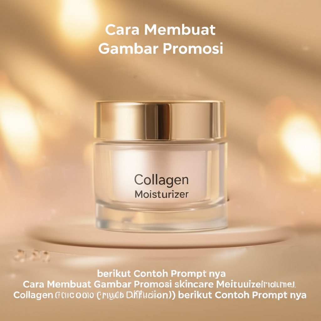 Cara Membuat Gambar Promosi skincare Moisturizer Collagen anti aging menggunakan AI (Stable Diffusion) berikut Contoh Prompt nya