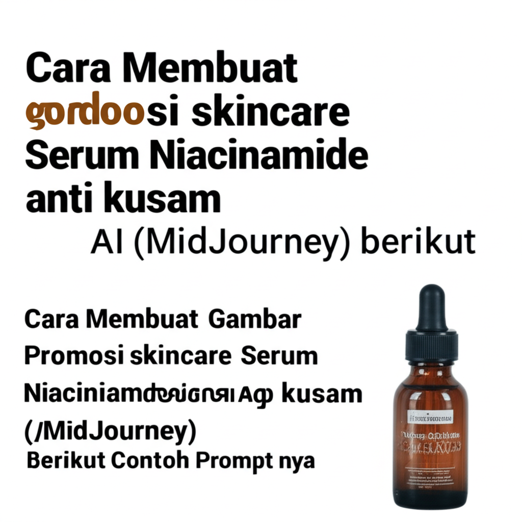 Cara Membuat Gambar Promosi skincare Serum Niacinamide anti kusam menggunakan AI (MidJourney) berikut Contoh Prompt nya